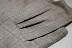 Beige tweed fabric with check pattern and pleat detailing for girls dress