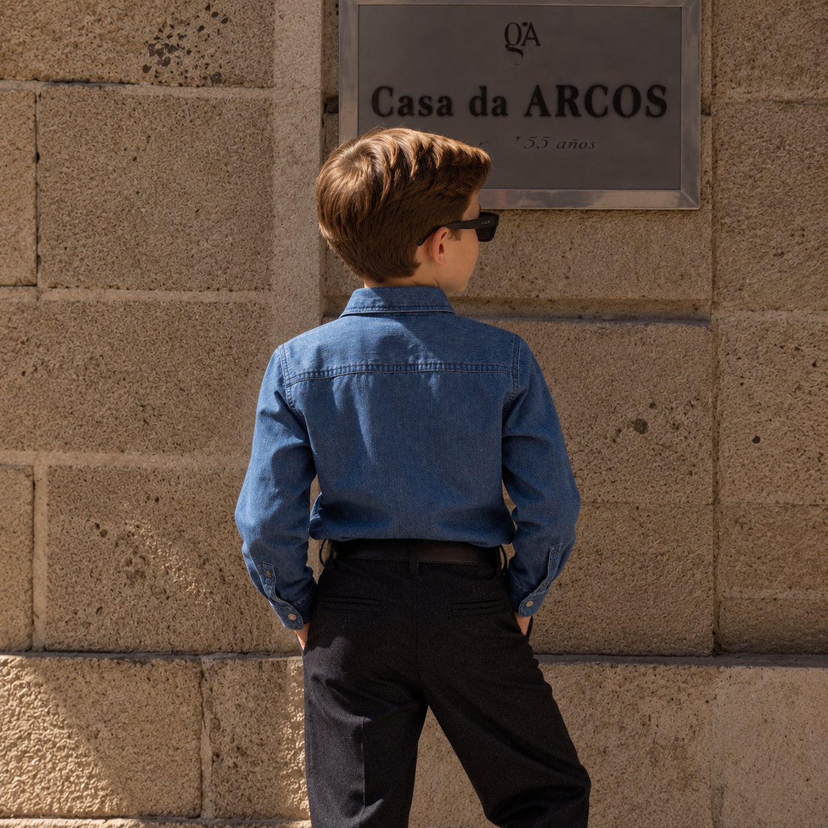 Boys 100% Cotton Ruffled Western Denim Shirt