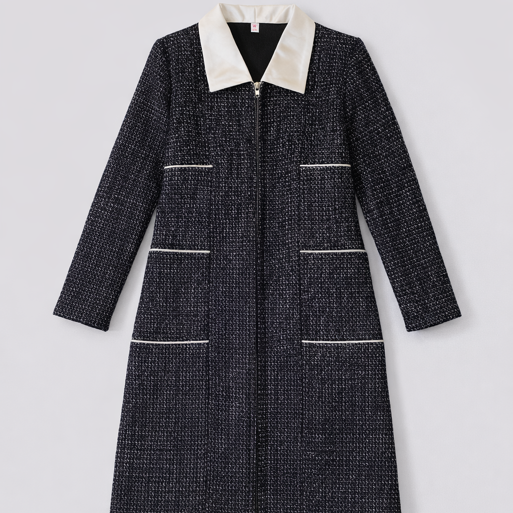 Black tweed checkered dress