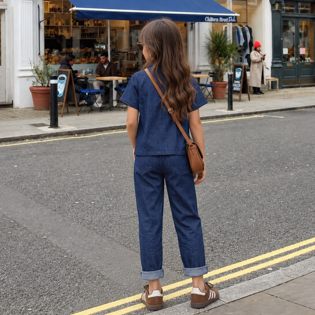 Girls 100% Cotton Denim Play & Wander Co-ord Set