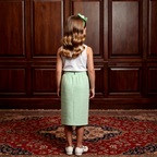 Girls Mint Striped Skirt - Illusion Stripe