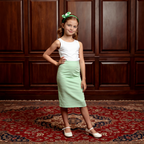 Girls Mint Striped Skirt - Illusion Stripe