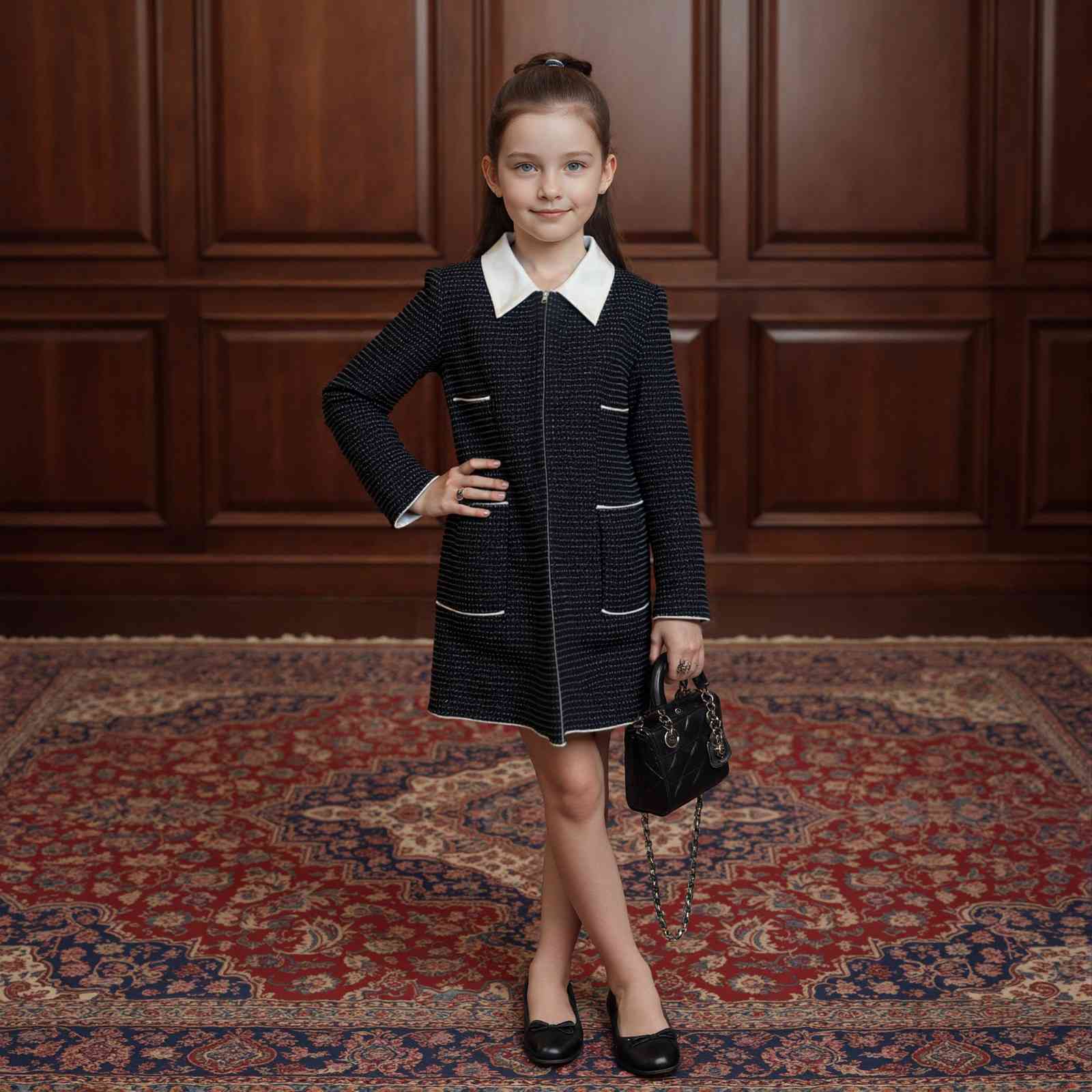 Girls black dress party outfit