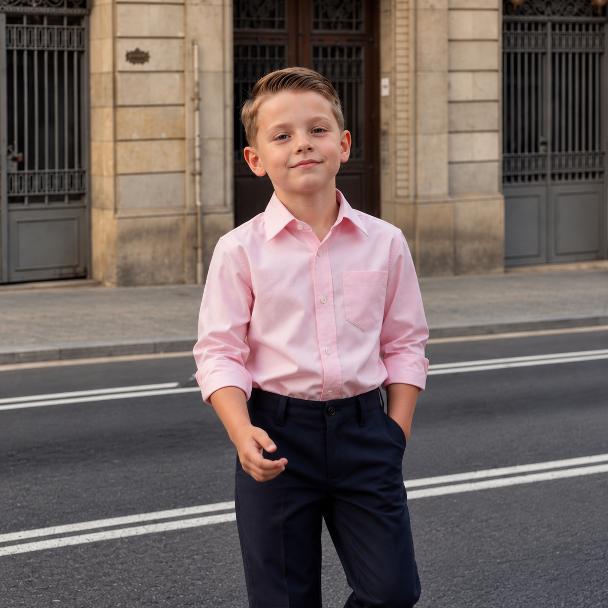 Boys Blush Pink Cotton Shirt