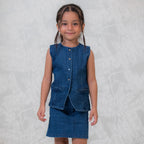 summer soft denim co-ord set for girls 
