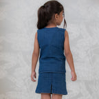 back view of the denim co-ord set for girls 