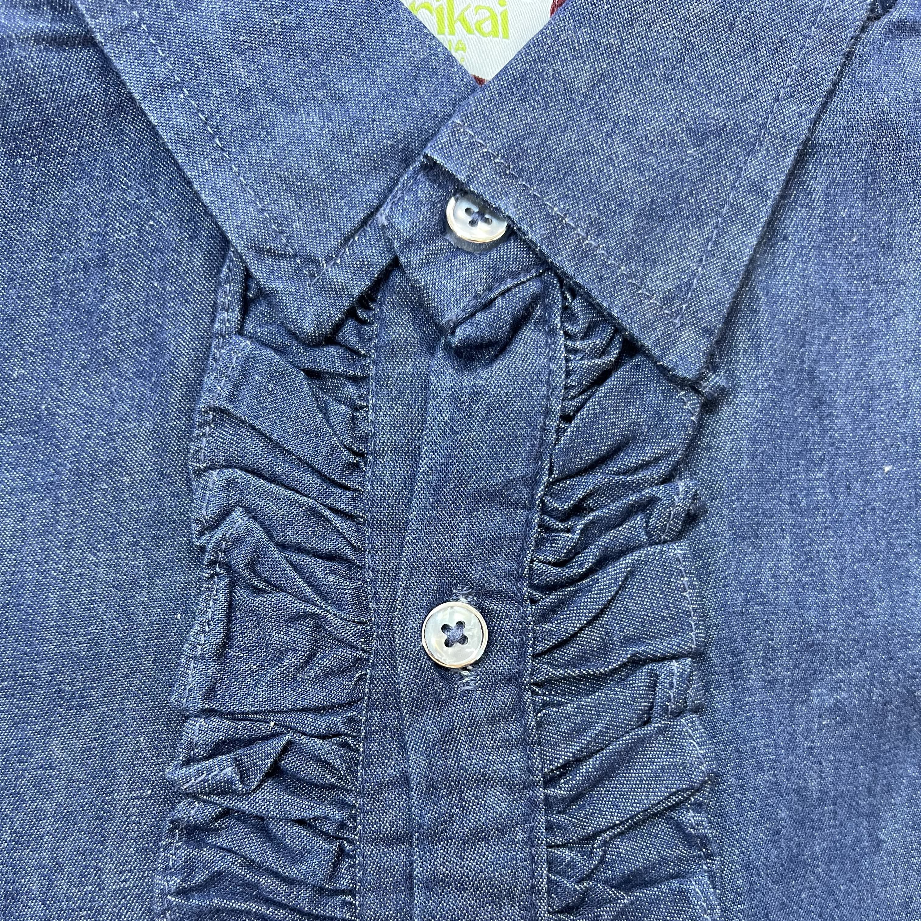 Ruffled Western Denim Shirt