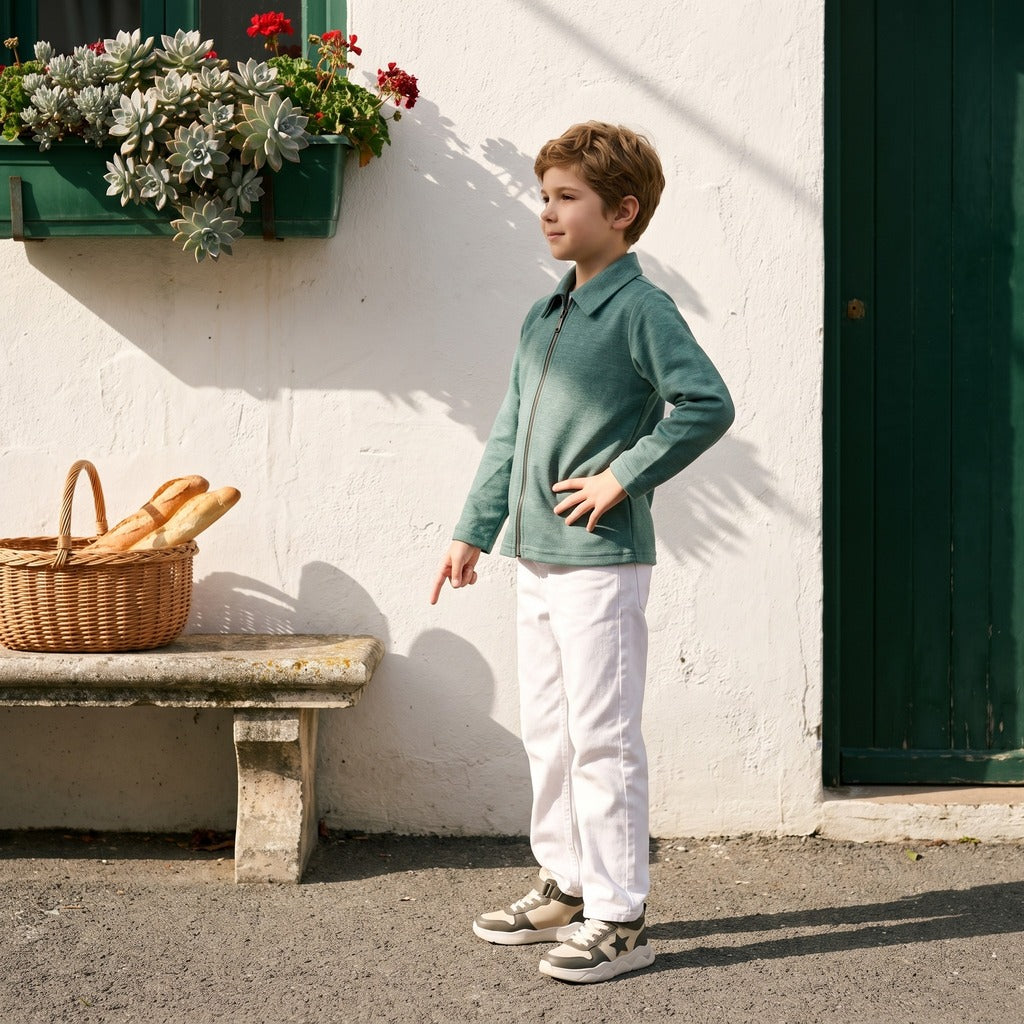 Clubhouse Junior T-Shirt - Green Zip-Up T-Shirt for Boys