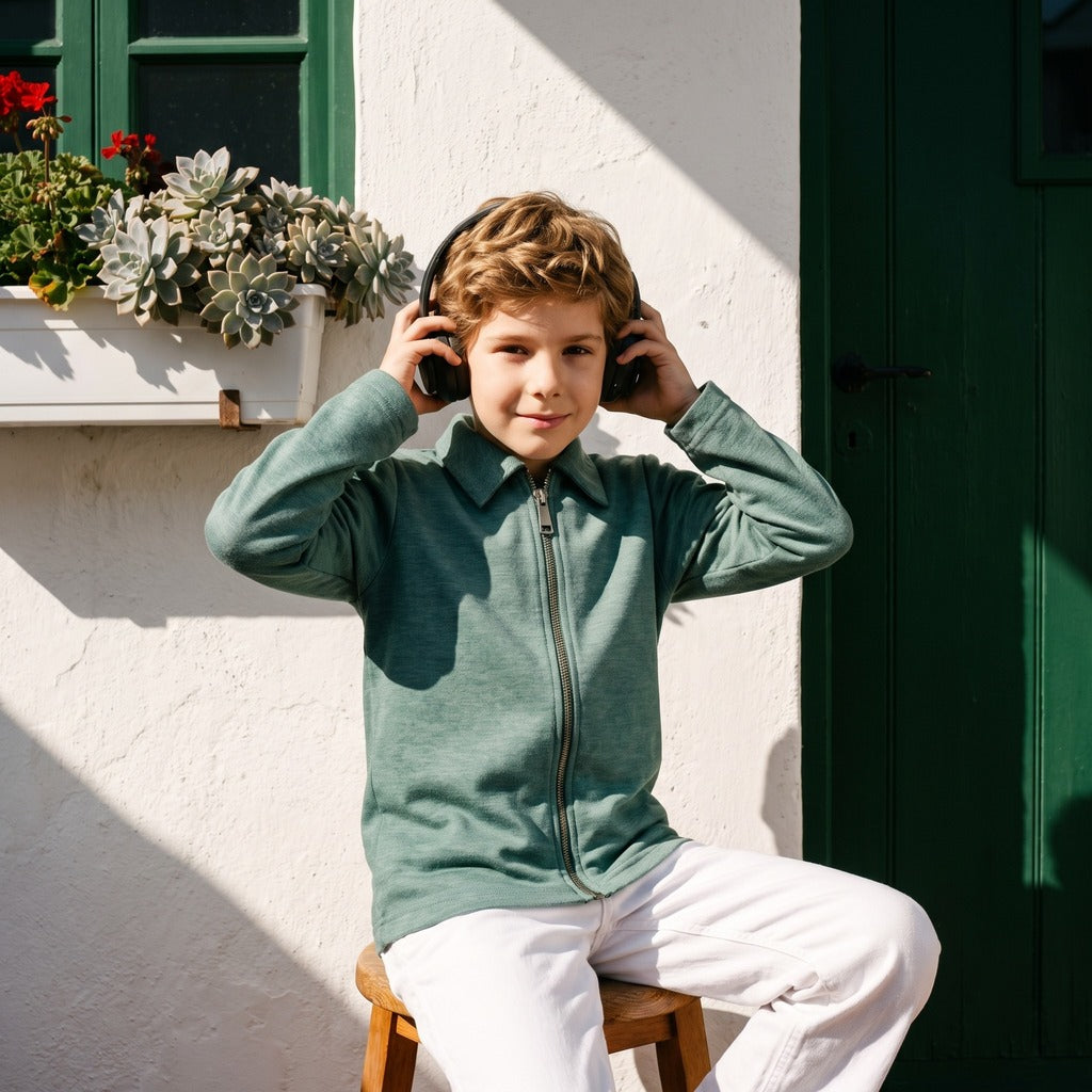 Clubhouse Junior T-Shirt - Green Zip-Up T-Shirt for Boys
