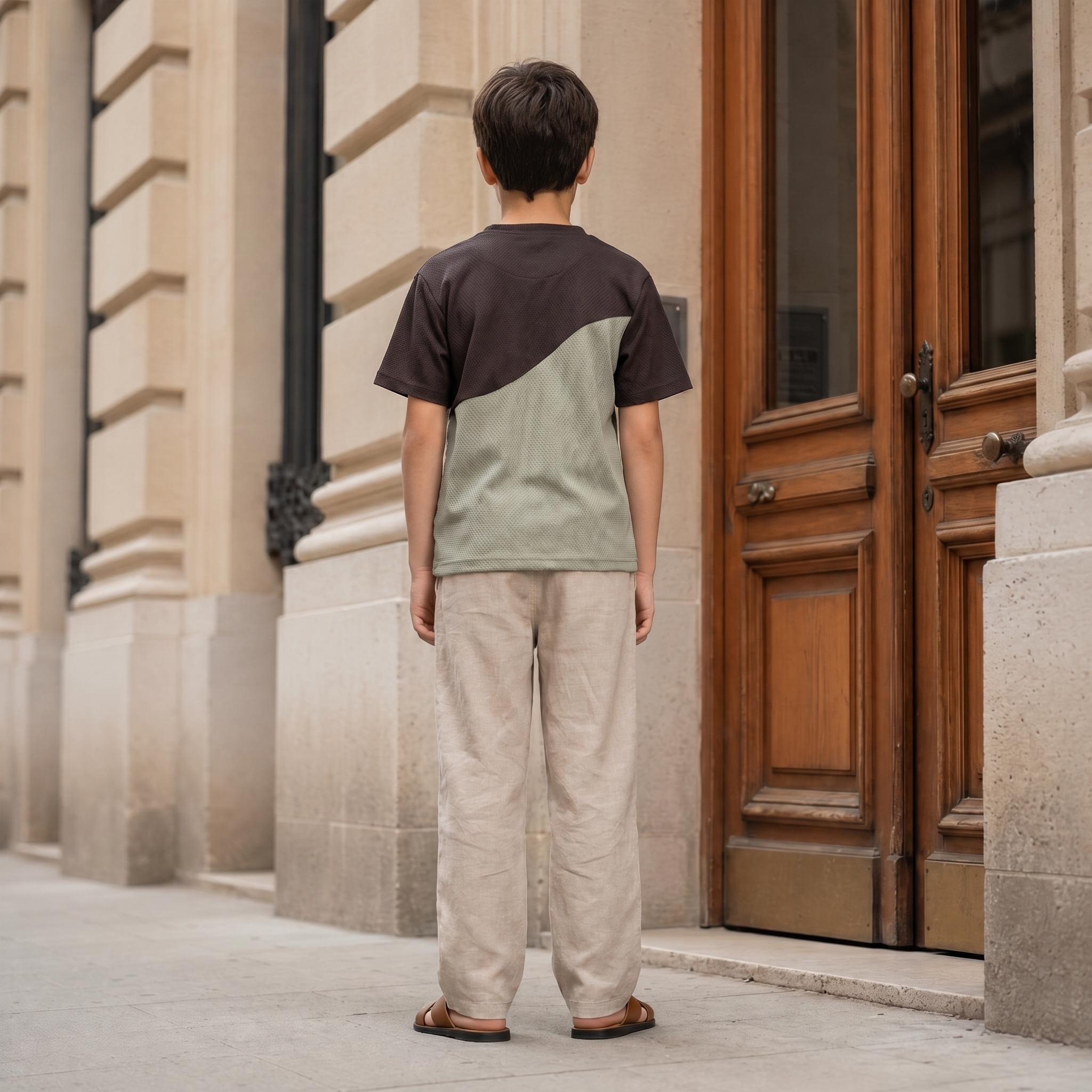 Boys Textured Colorblock T-Shirt