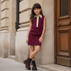 rb knit knee length maroon dress