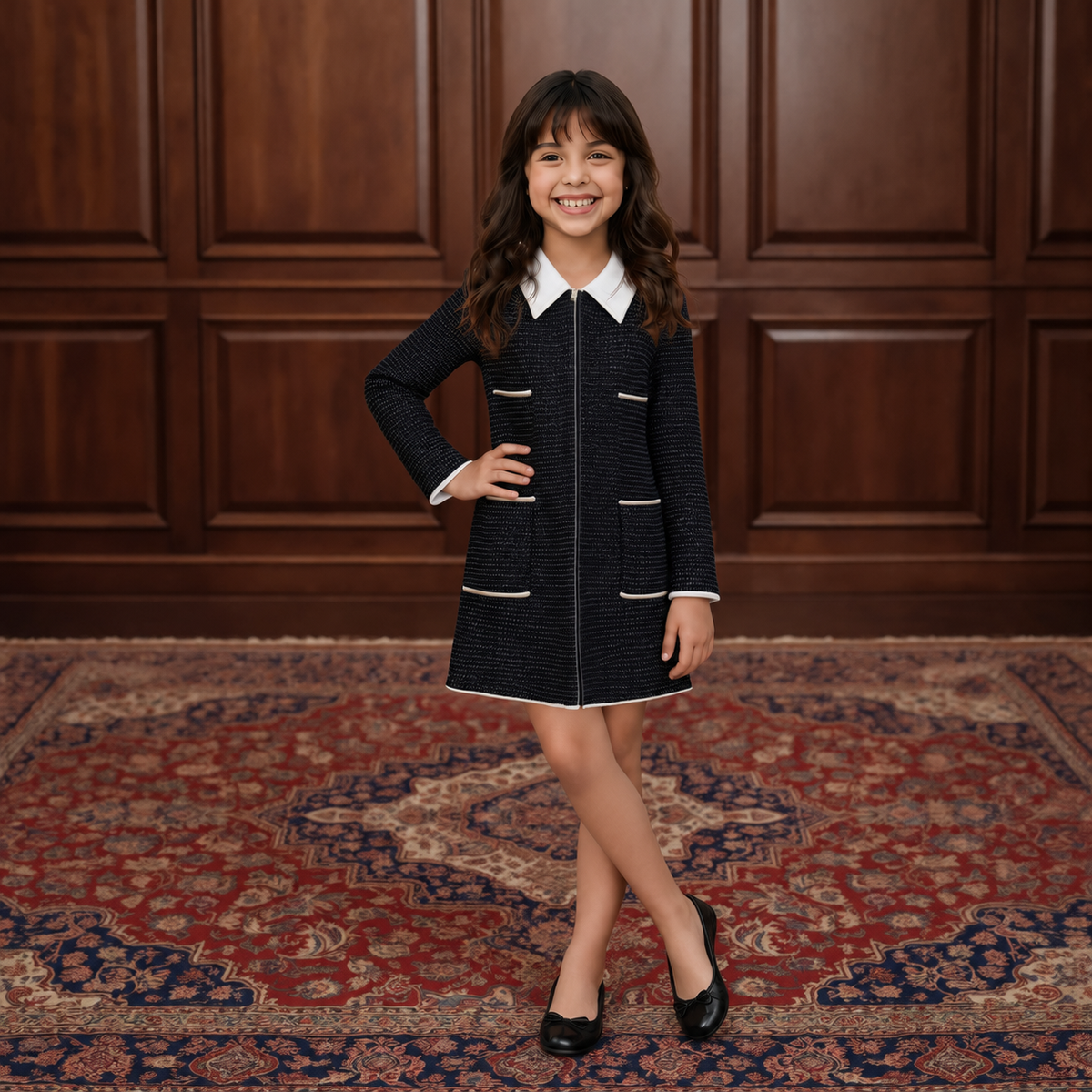 Girls Mini Me Bouclé Tweed Dress
