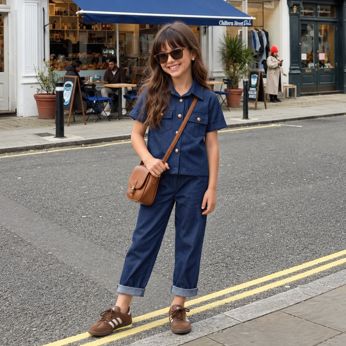 Girls 100% Cotton Denim Play & Wander Co-ord Set