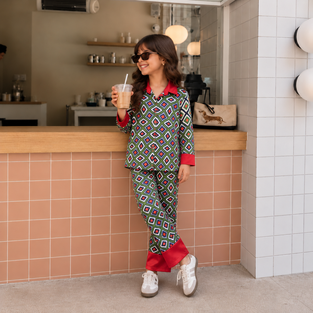 Girls Retro Print Co-ord Set