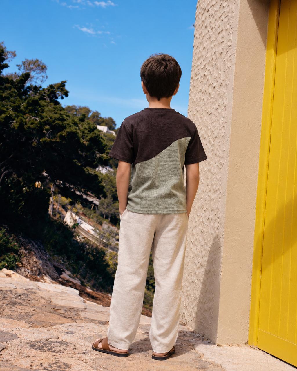 Boys Textured Colorblock T-Shirt