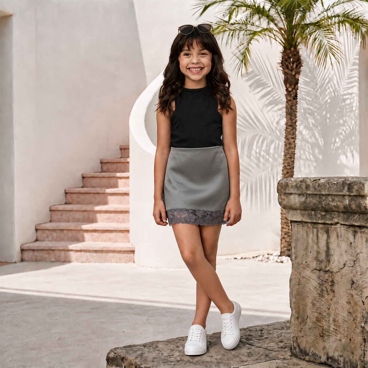 Elegant Satin Skirt for Girls - Feminine Trim