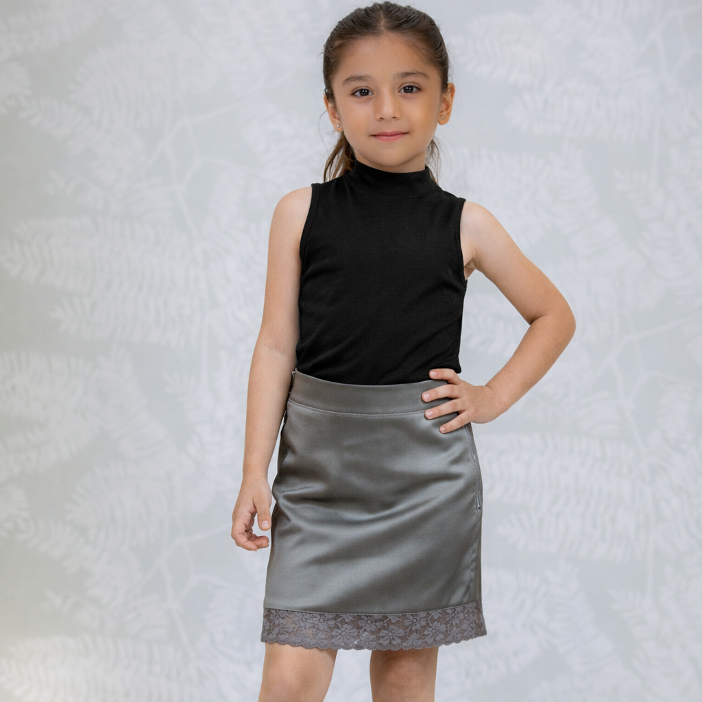 Grey satin skirt 