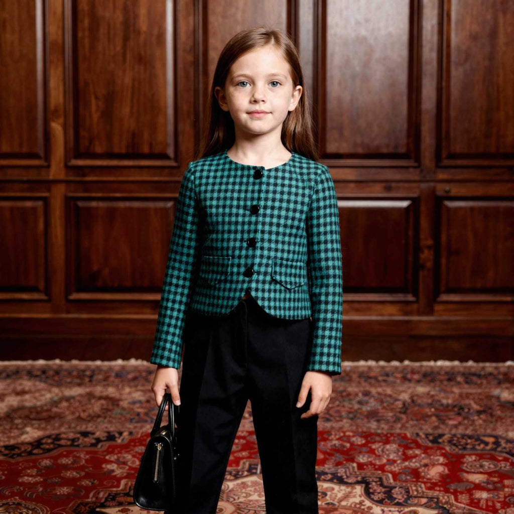 formal full sleeves green top for girls