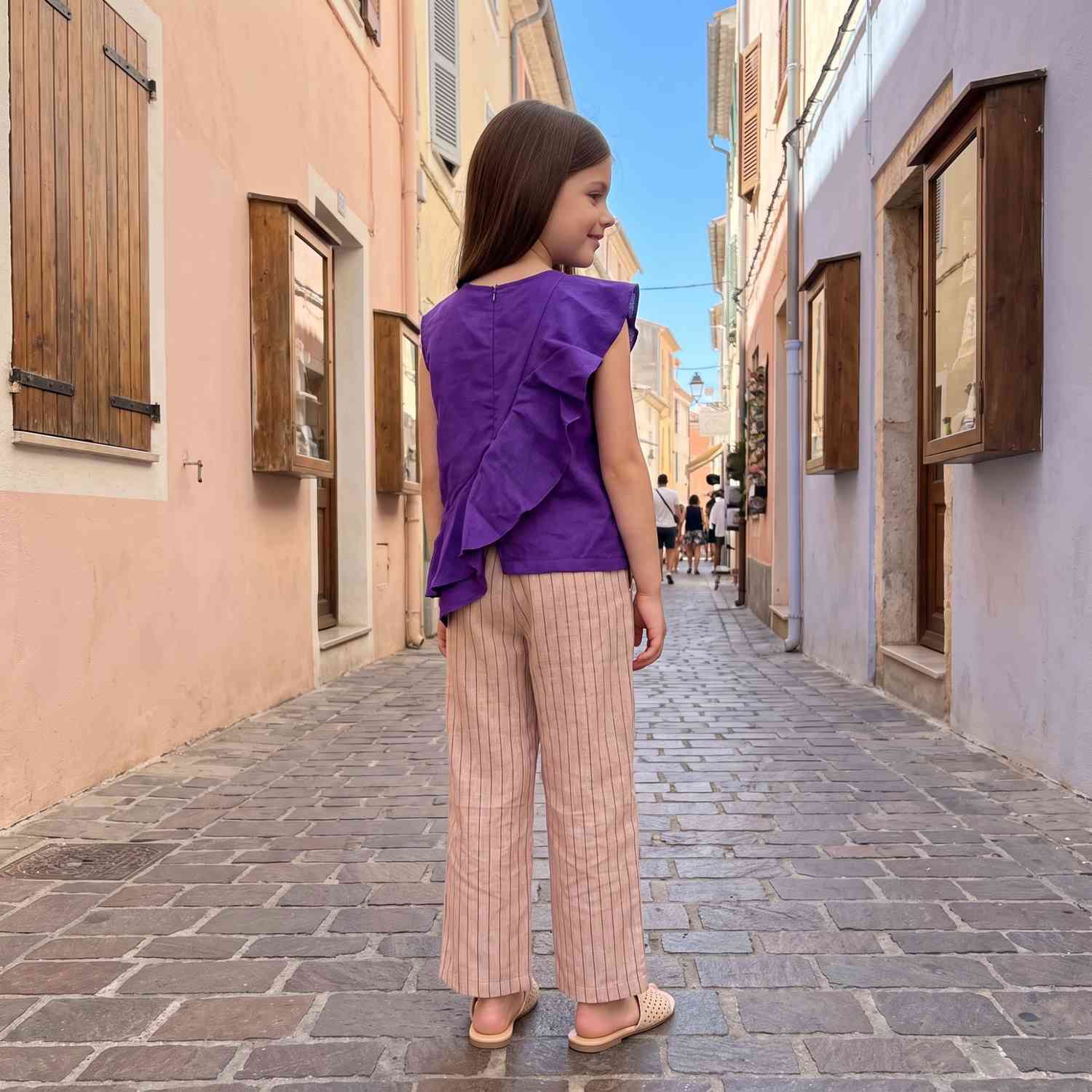 cotton top and cotton-linen pants