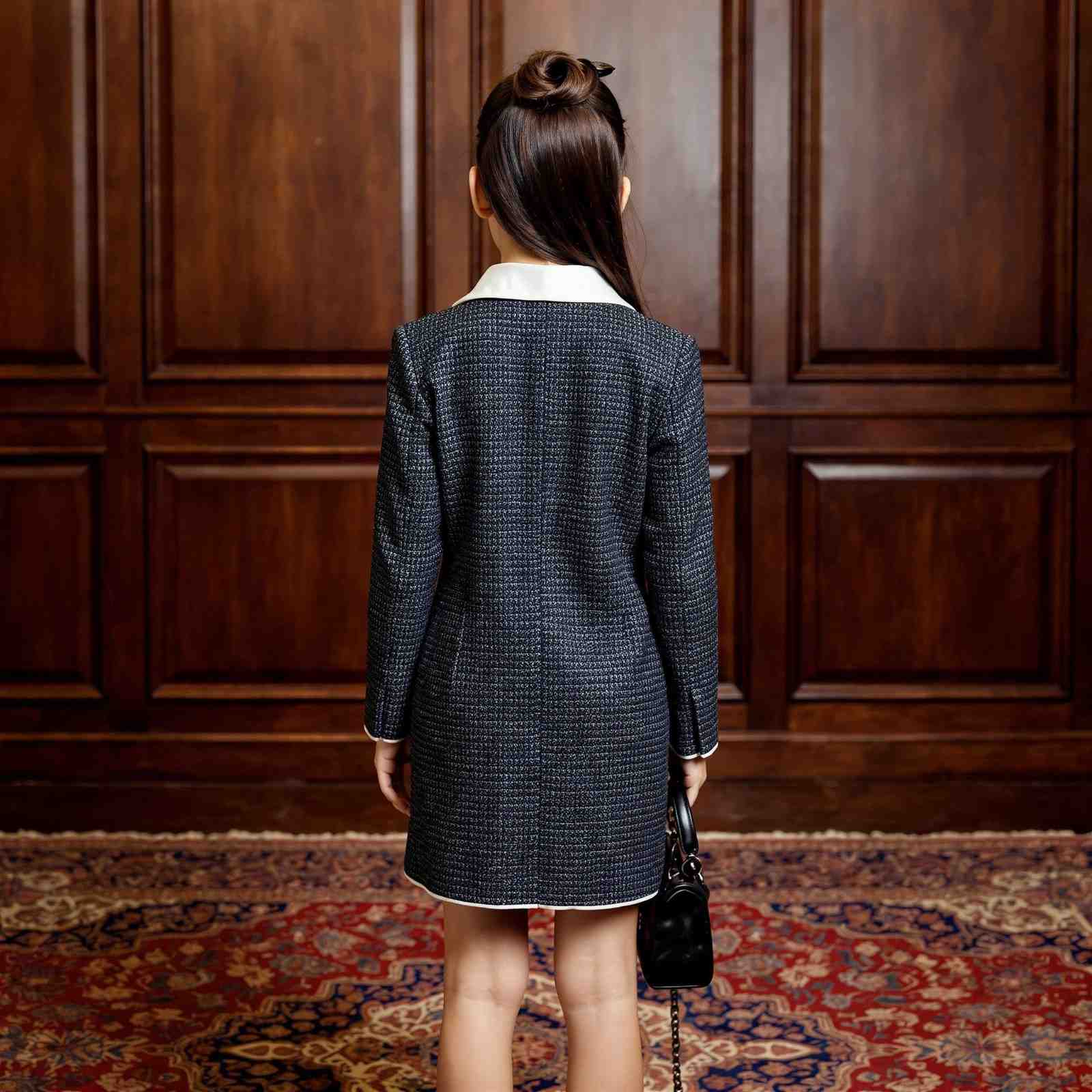 black and white tweed dress Girls Mini Me Bouclé Tweed Dress (2–12 Years)