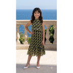Girls Printed A-Line Below The Knee Dress | Signature Ruffle Hem Dress