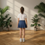 Girls Denim Casual Skirt - Slate Pleated