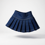 Girls Denim Casual Skirt - Slate Pleated
