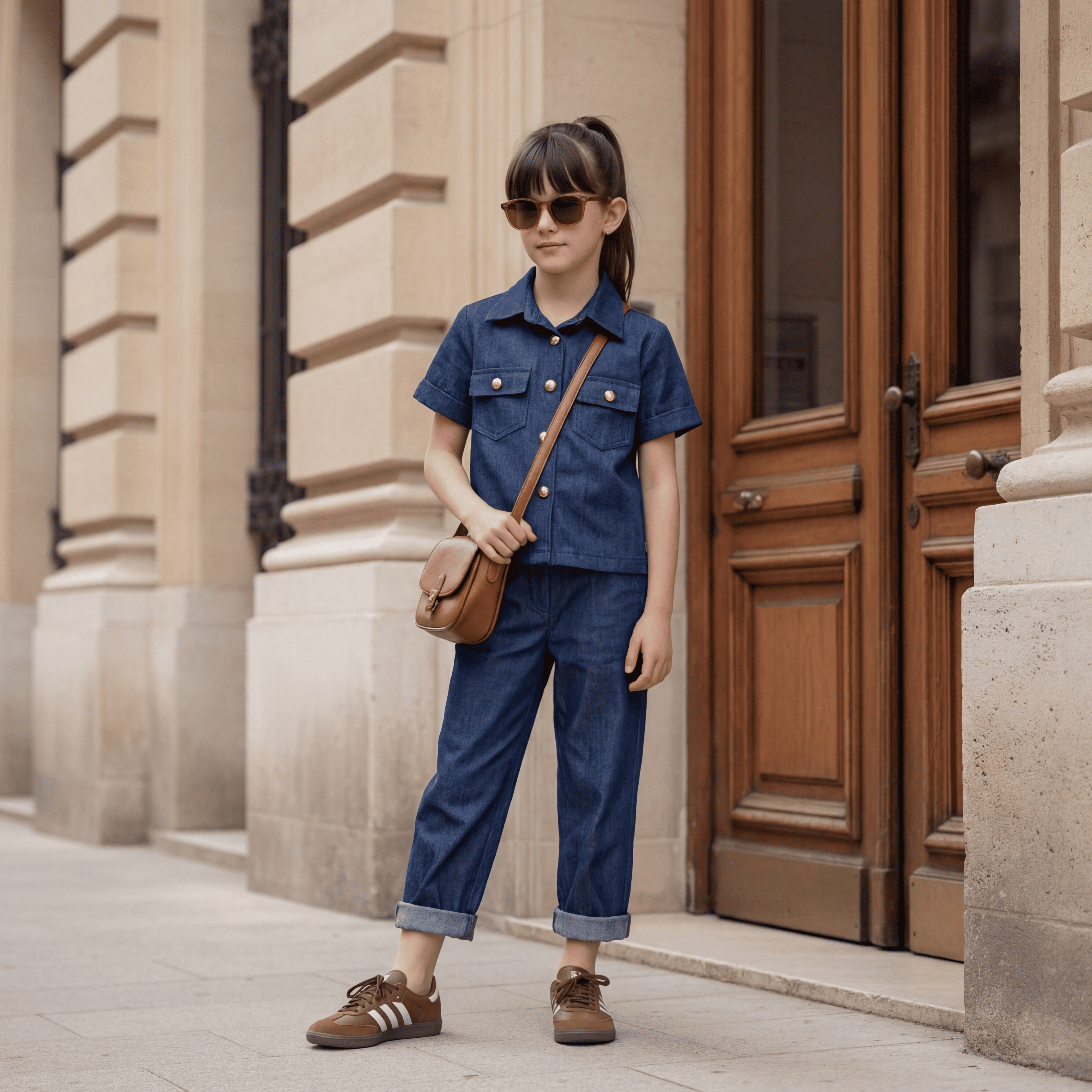 Girls 100% Cotton Denim Play & Wander Co-ord Set