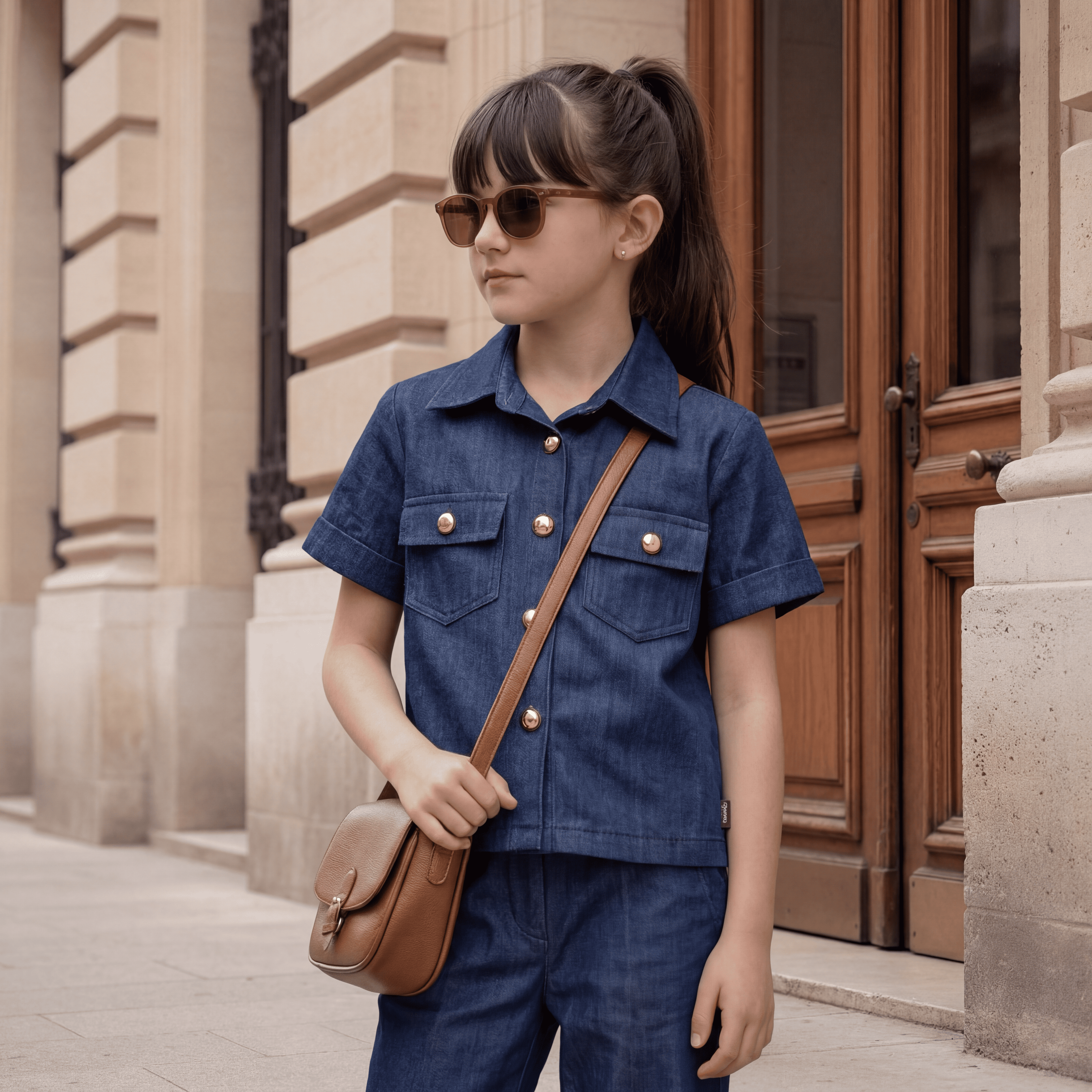 Girls 100% Cotton Denim Play & Wander Co-ord Set