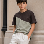 Boys Textured Colorblock T-Shirt