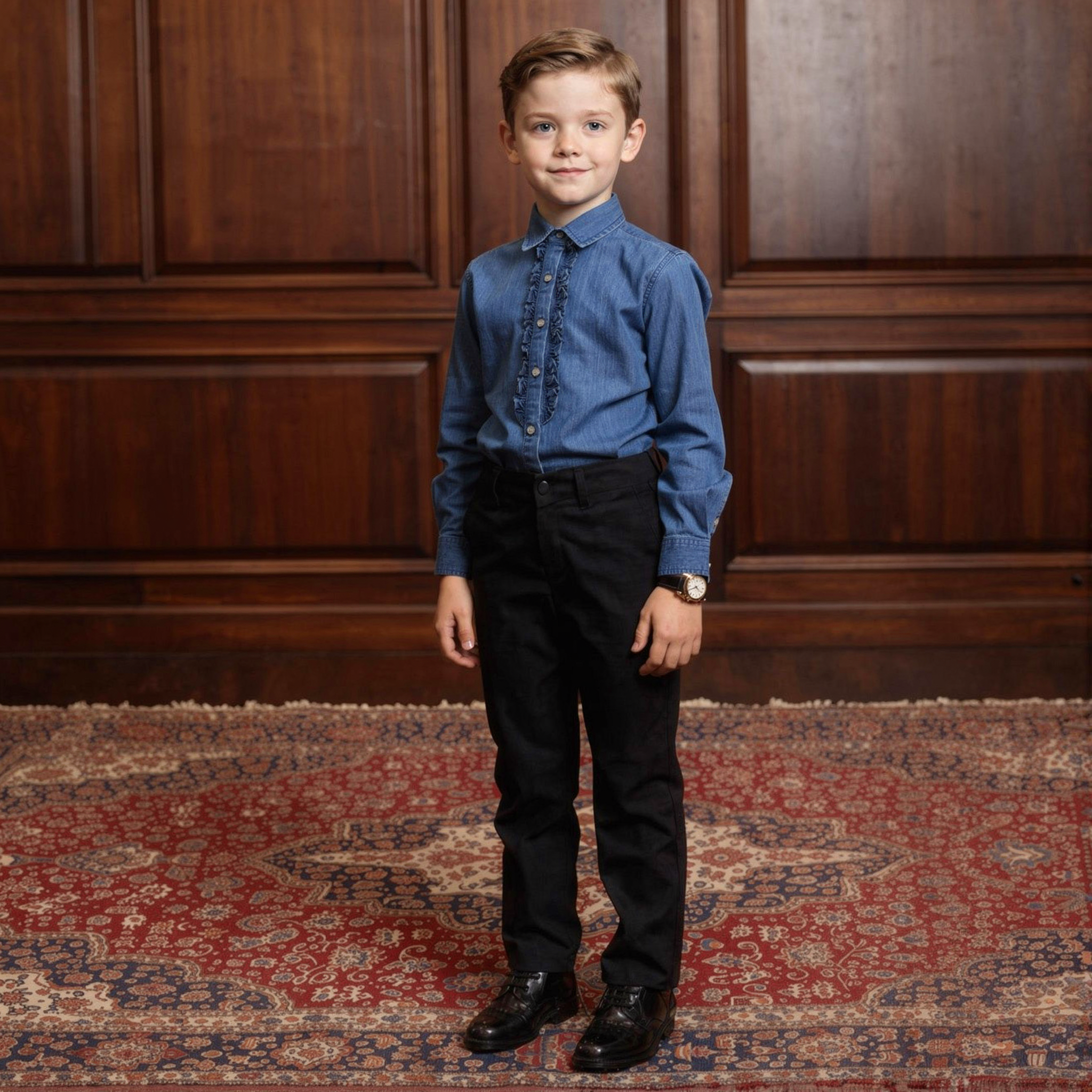 Ruffled Western Denim Shirt