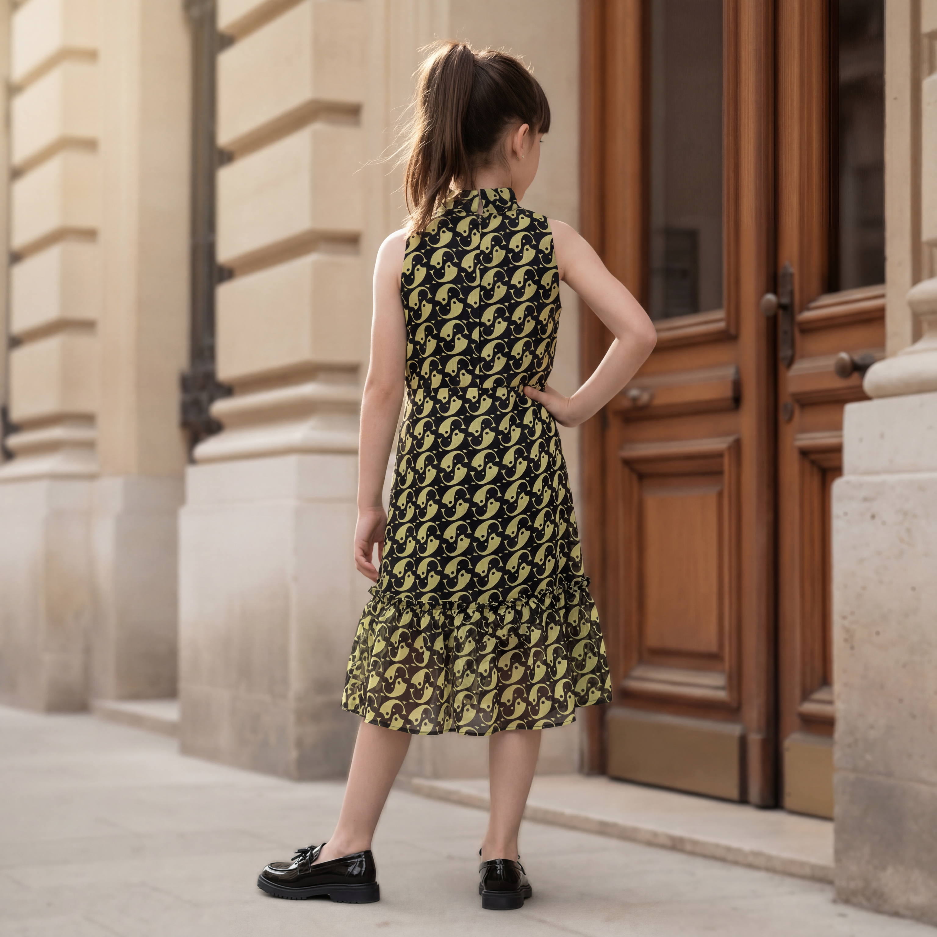 Girls Printed A-Line Below The Knee Dress – The Orikai