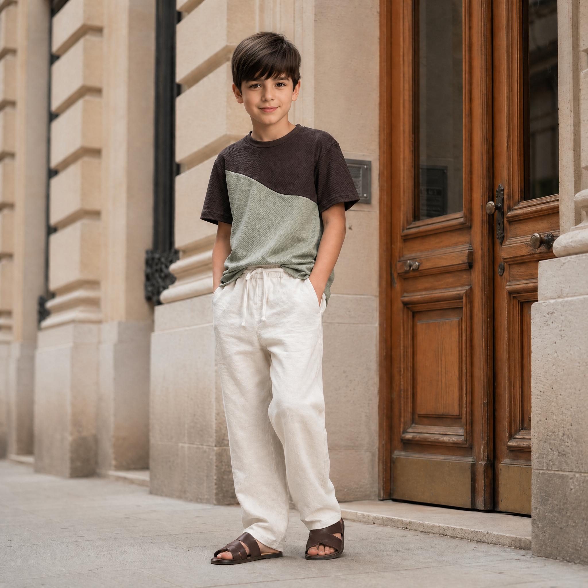 Boys Textured Colorblock T-Shirt